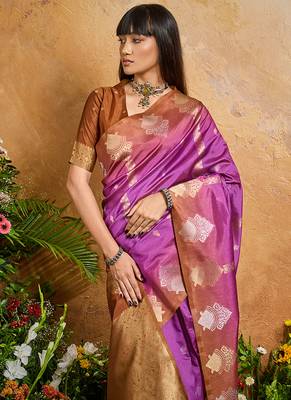 Weaving handloom silk blend magenta saree 4