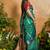 Weaving handloom silk blend teal green contemporary saree