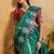 Weaving handloom silk blend teal green contemporary saree