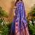 Weaving handloom silk blend violet contemporary saree