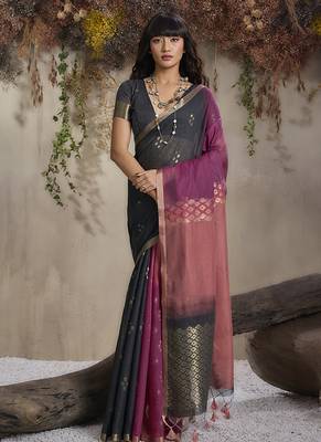 multi colour viscose cotton weaving work saree 1