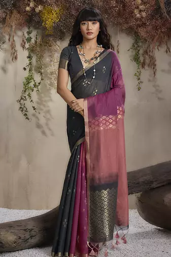 multi colour viscose cotton weaving contemporary saree