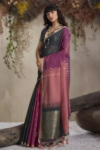 multi colour viscose cotton weaving work saree