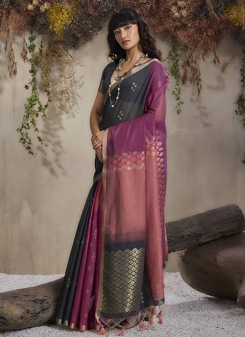 multi colour viscose cotton weaving contemporary saree