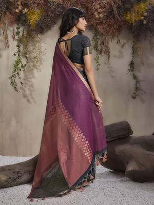 multi colour viscose cotton weaving work saree 3