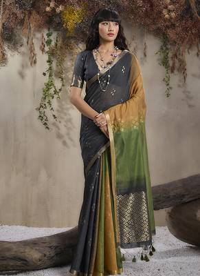 multi colour viscose cotton weaving work saree 1