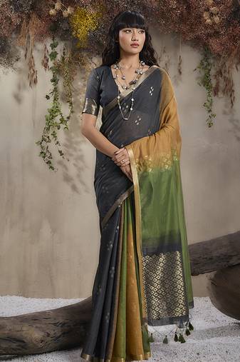 multi colour viscose cotton weaving contemporary saree