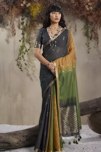 multi colour viscose cotton weaving contemporary saree