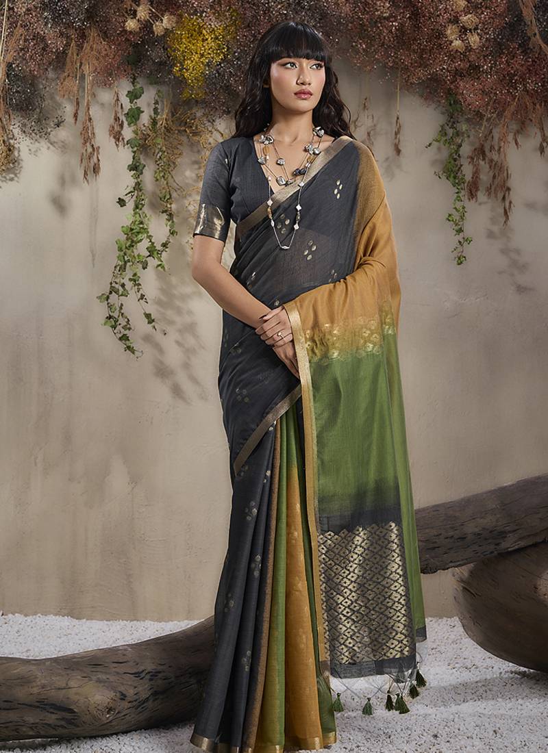 multi colour viscose cotton weaving contemporary saree