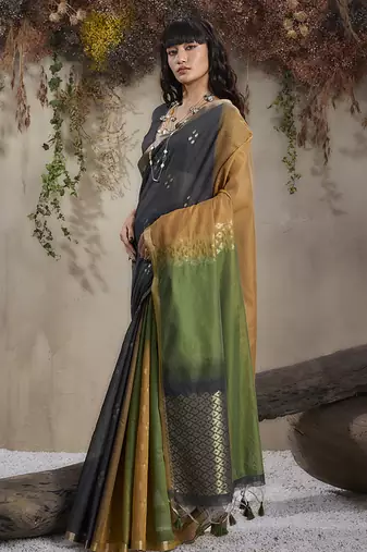 multi colour viscose cotton weaving work saree