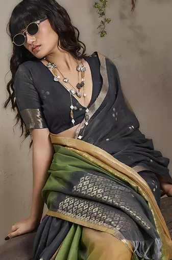 multi colour viscose cotton weaving work saree