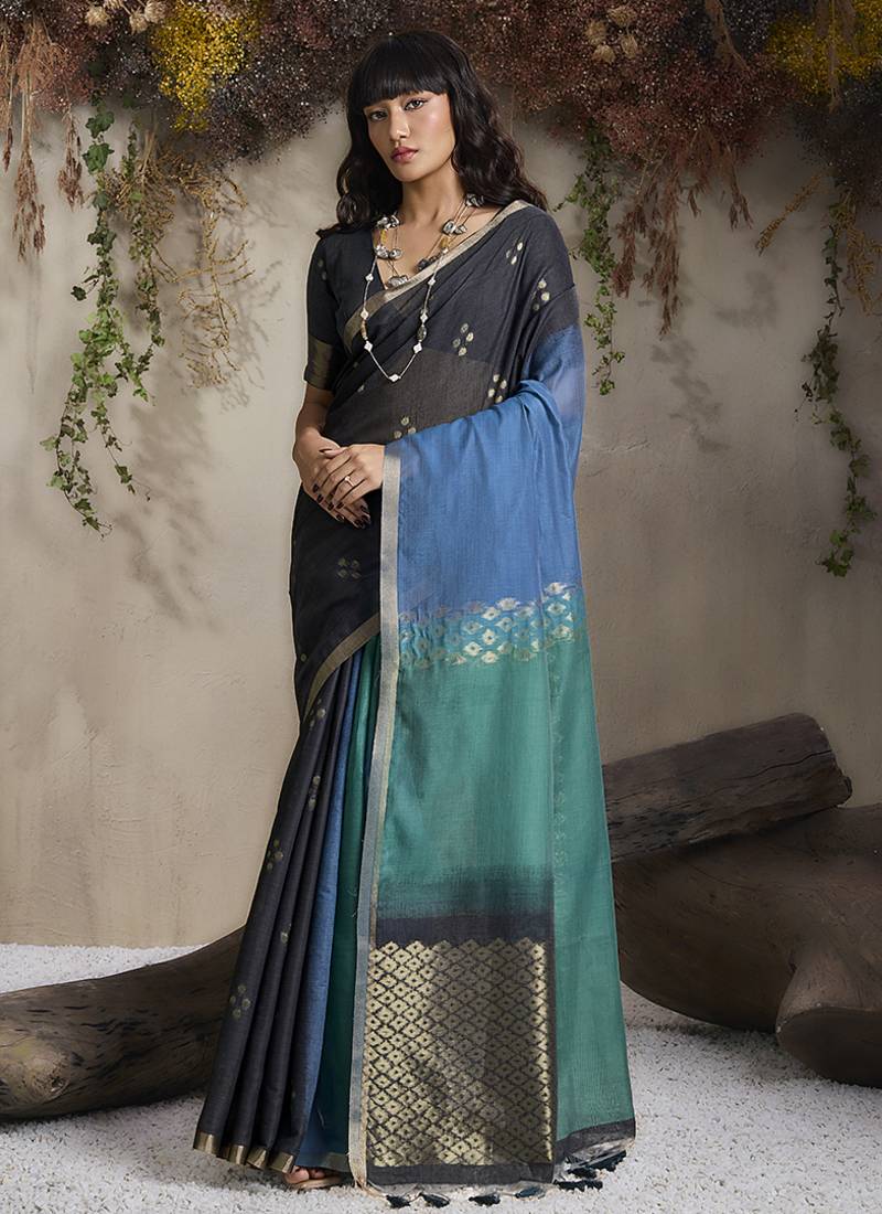 multi colour viscose cotton weaving contemporary saree