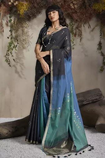 multi colour viscose cotton weaving work saree
