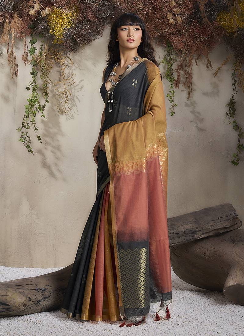 multi colour viscose cotton weaving contemporary saree