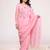 Pink handloom linen saree with hand embroidered work