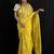 Yellow handloom linen saree with hand embroidered work