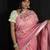 Pink handloom linen saree with hand embroidered work