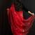 Red organza saree with hand embroidered work