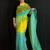 Green organza saree with hand embroidered work