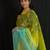 Green organza saree with hand embroidered work