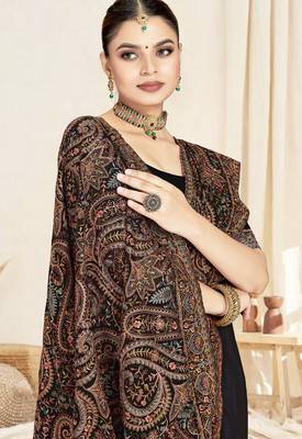 black designer saree with kashmiri resham embroidery 2