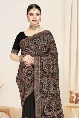 black designer saree with kashmiri resham embroidery 4