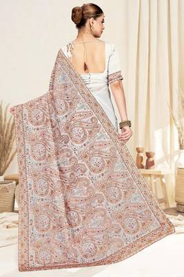 white designer saree with kashmiri resham embroidery 3