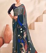 grey or premium printed saree with blouse