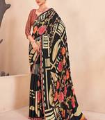 black or premium printed saree with blouse