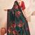 green or premium printed saree with blouse