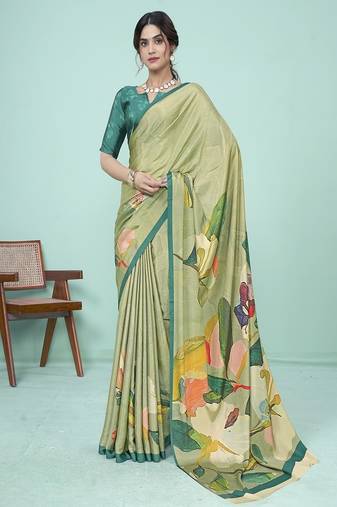 multicolor or premium printed saree with blouse
