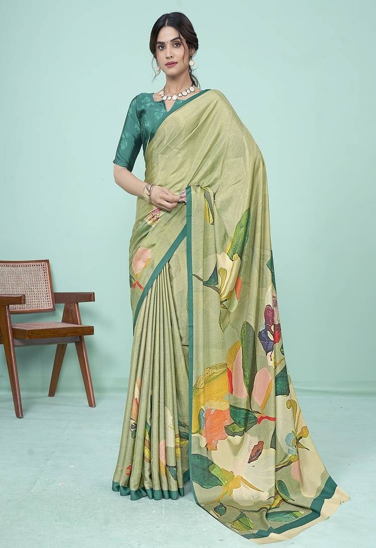 multicolor or premium printed saree with blouse