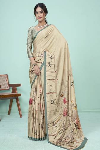 multicolor or premium printed saree with blouse