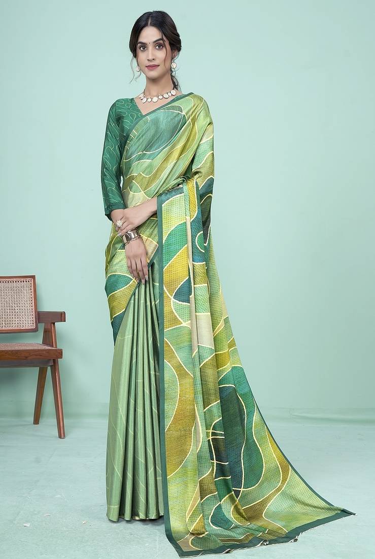 multicolor or premium printed saree with blouse