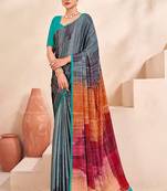 multicolor or premium printed saree with blouse