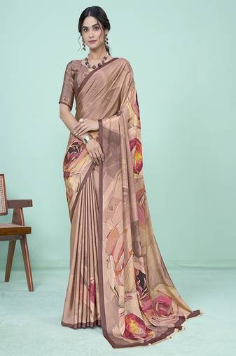 multicolor or premium printed saree with blouse