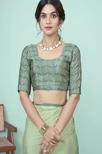 multicolor floral printed saree in soft green tones
