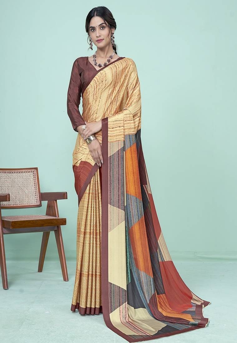 multicolor or premium printed saree with blouse