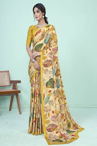 multicolor or premium printed saree with blouse