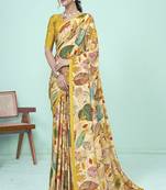 multicolor or premium printed saree with blouse