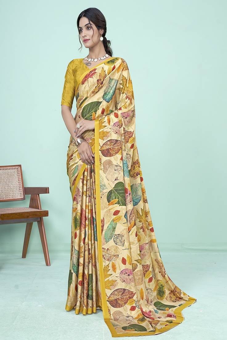 multicolor or premium printed saree with blouse