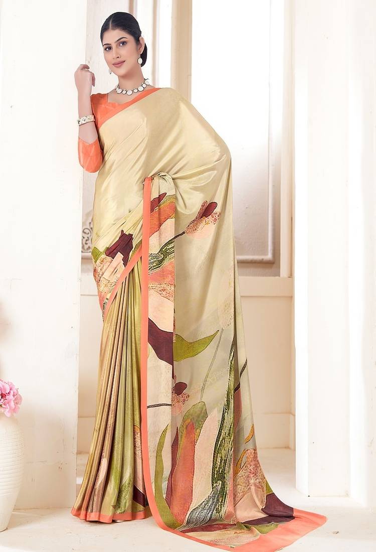 multicolor or premium printed saree with blouse