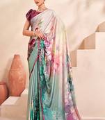 multicolor or premium printed saree with blouse