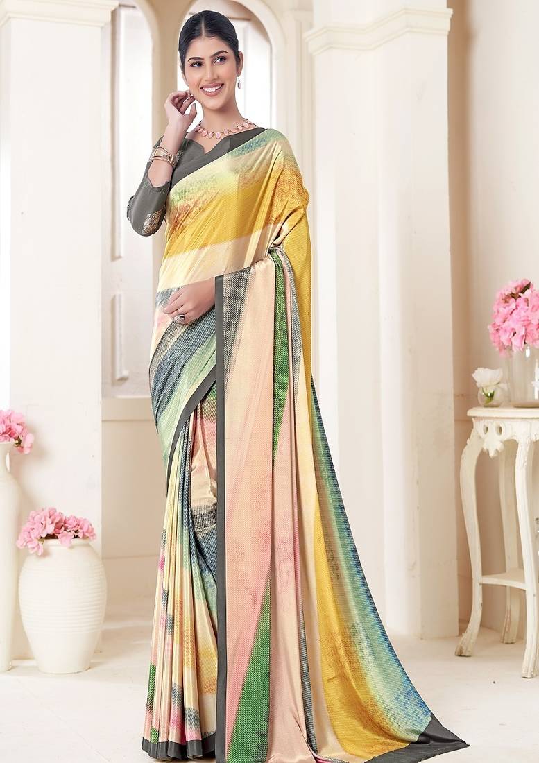 multicolor or premium printed saree with blouse