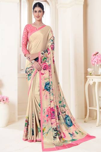 multicolor or premium printed saree with blouse