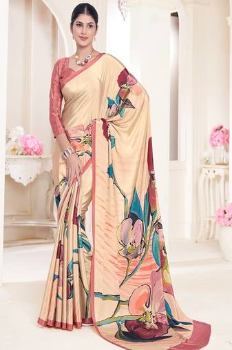 multicolor or premium printed saree with blouse