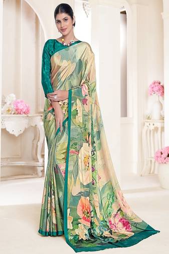 multicolor or premium printed saree with blouse
