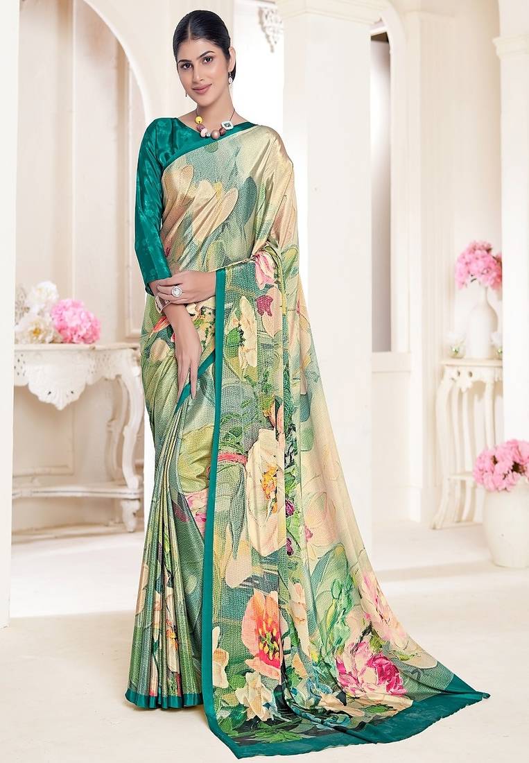 multicolor or premium printed saree with blouse