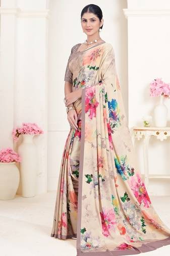 multicolor or premium printed saree with blouse