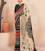 black n cream or premium printed saree with blouse